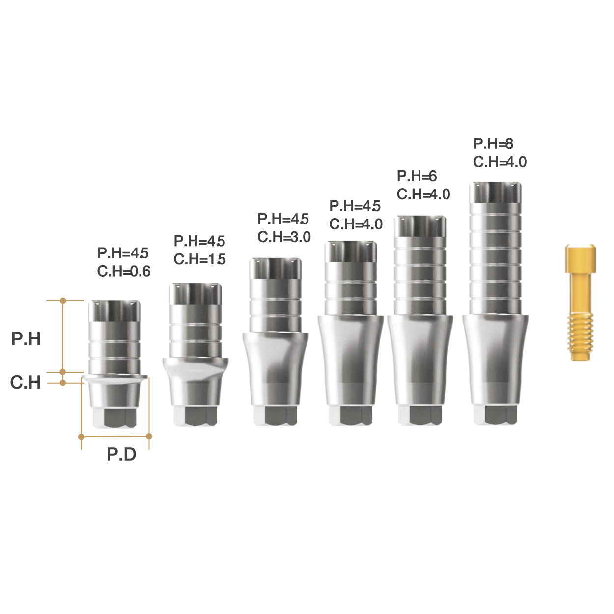 ZrGEN Abutment [AR] Ø4.5/ C.H=0.6/ P.H=8/ Hex